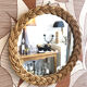 Round rattan mirror 23 cm, 1970