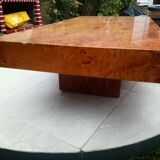 Table basse en loupe d'orme années 70