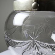 Pot/bowl with a bubble design, antique engraved crystal from Bohemia and silver-plated metal, 1920-1940.