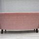 1970s, Danish 2-seater curved sofa, original salmon pink furniture velour.