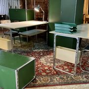 Vintage desk table 1975 in aluminum and melanin by albert rosselli for facomet