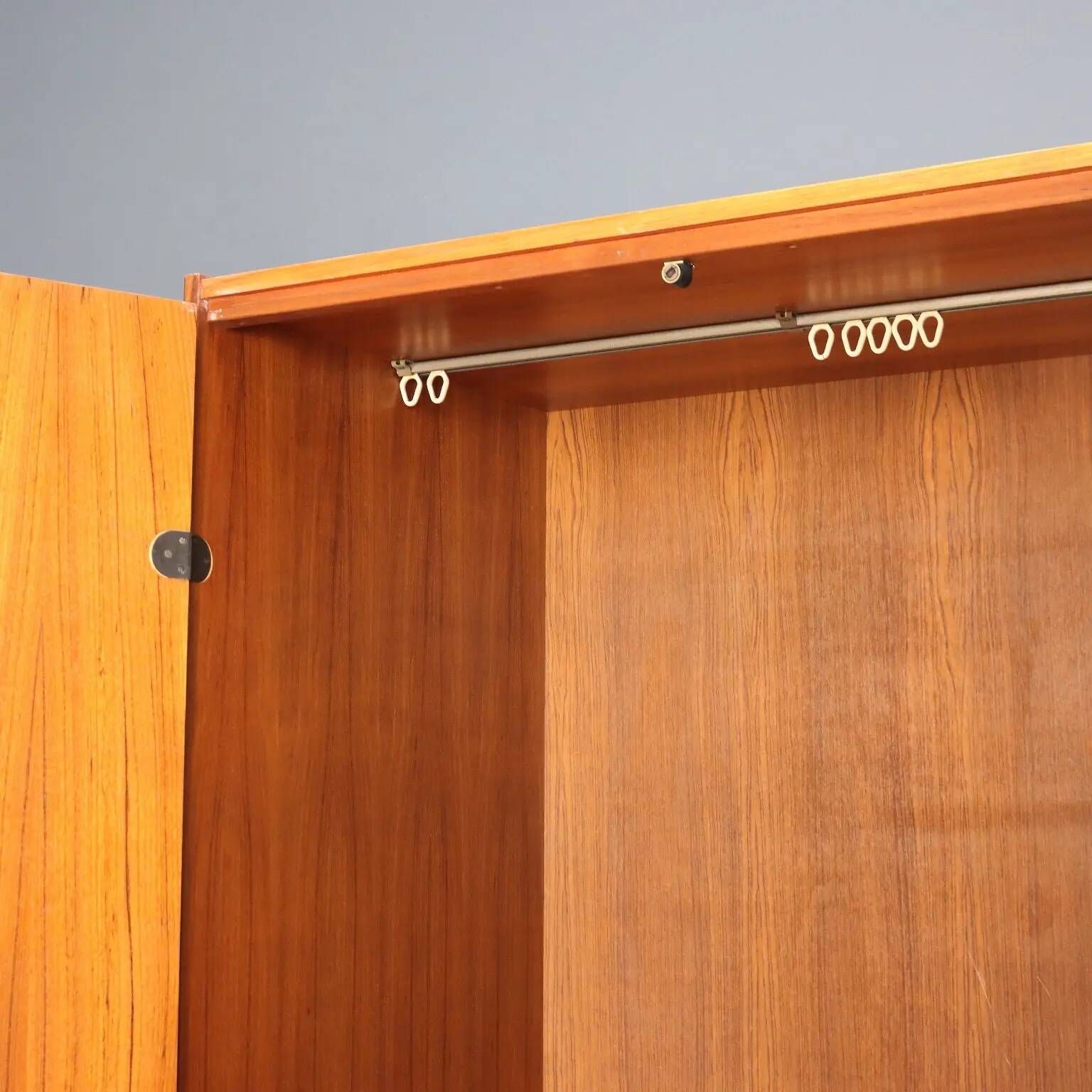 Vintage teak veneer wardrobe, designer, Italy, 1960s