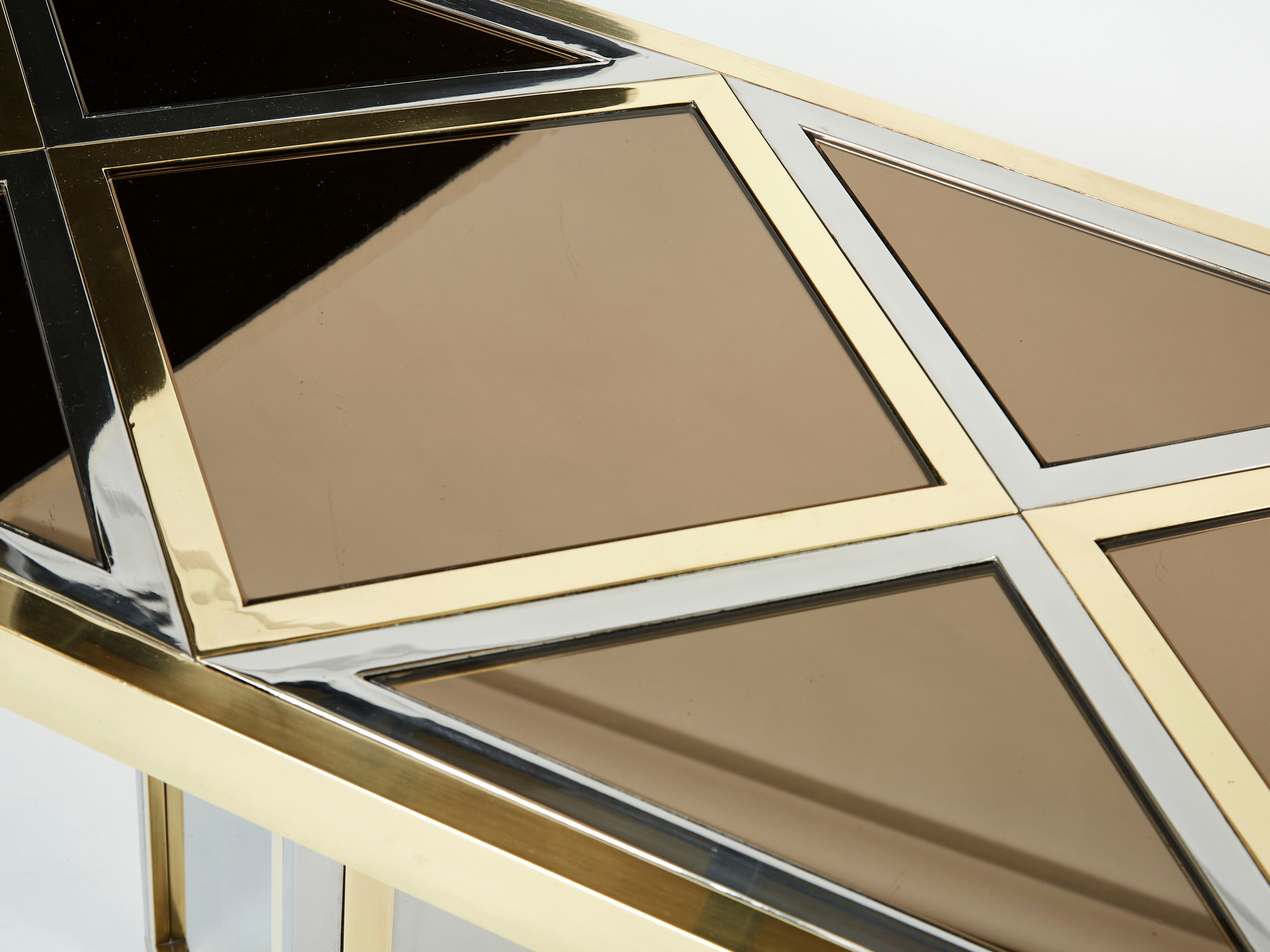 Console chrome laiton verre opalin noir de romeo rega 1970