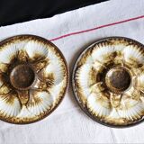 Set of 2 Longchamp oyster plates, vintage shell plates.