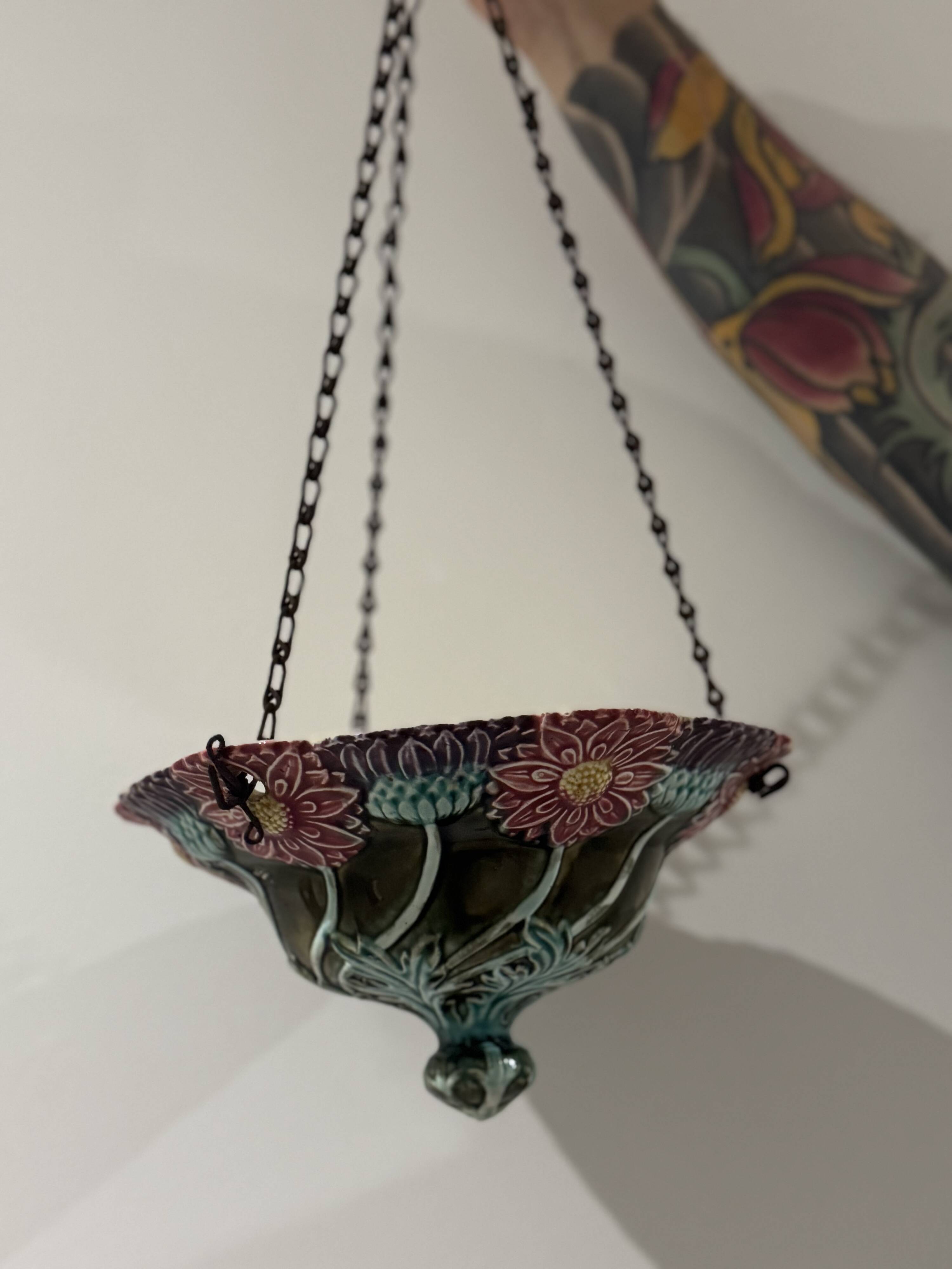 Hanging planter in earthenware