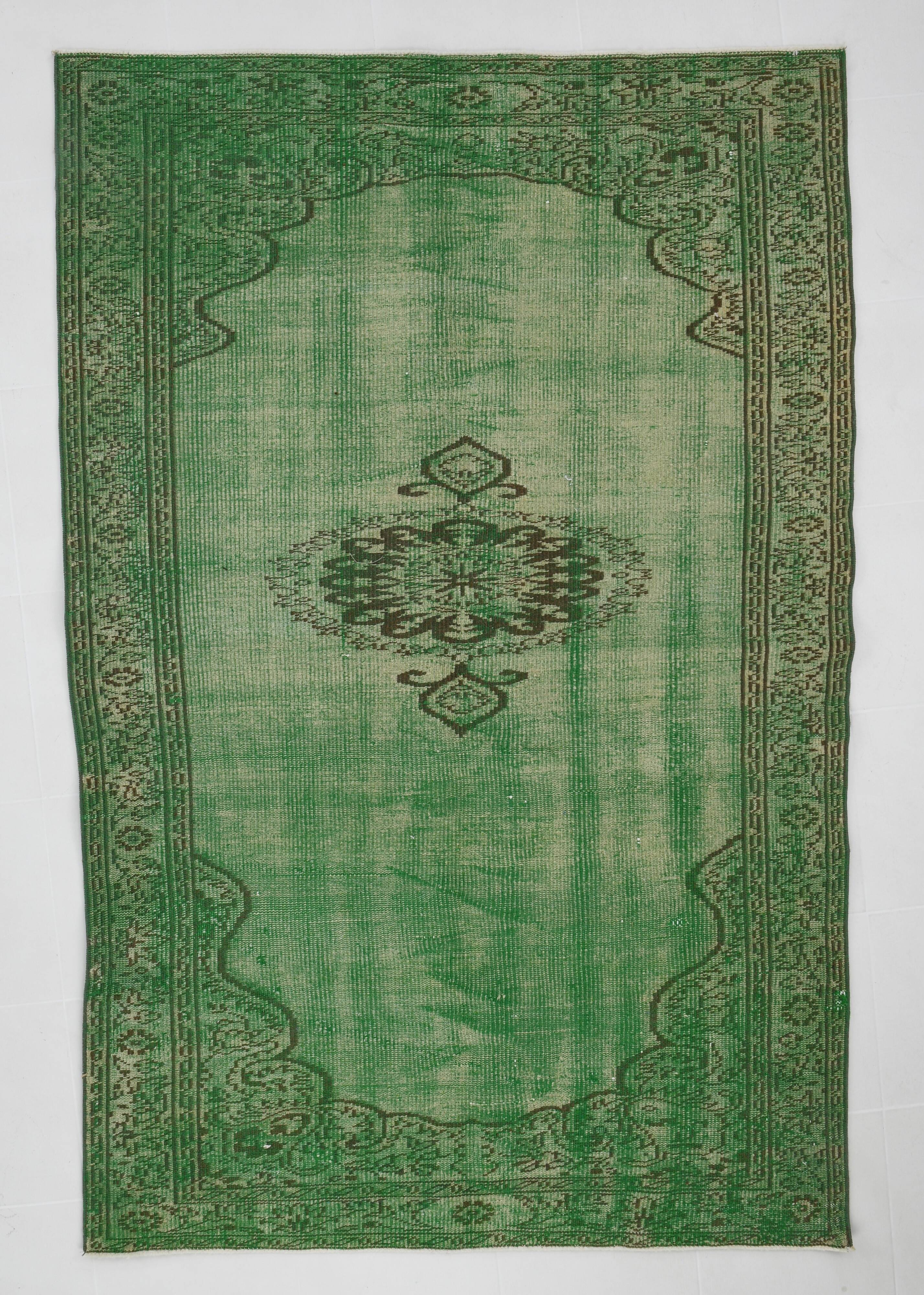 5x8 Dark Green Geometric Style Camouflage Vintage Rug, 155x238 Cm