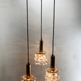 Lustre en laiton doré et cristal de Palwa design 1960