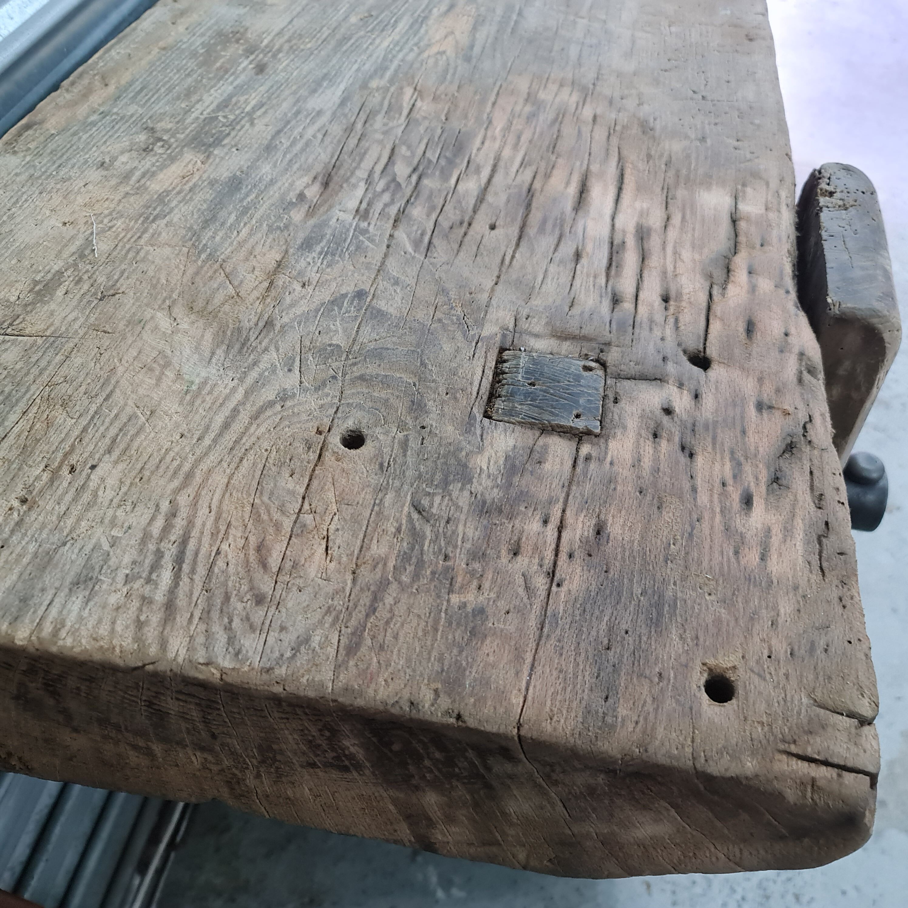 Old oak carpenter's workbench industrial furniture