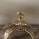 Brass candle holder with oval leaf branch