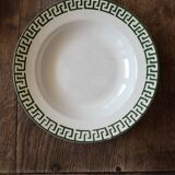 Set of 12 green patterned soup plates, Badonviller earthenware