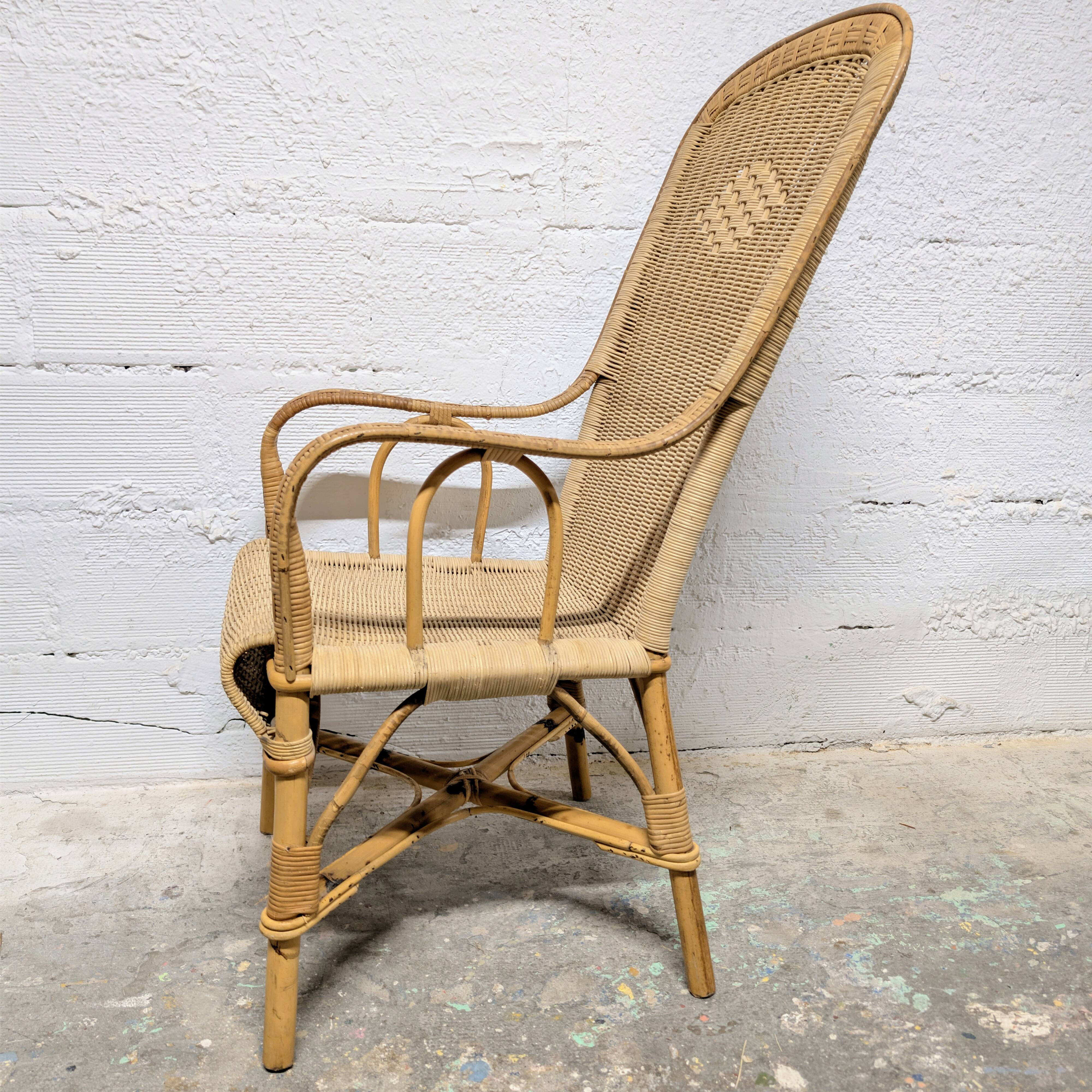 Large rattan armchair