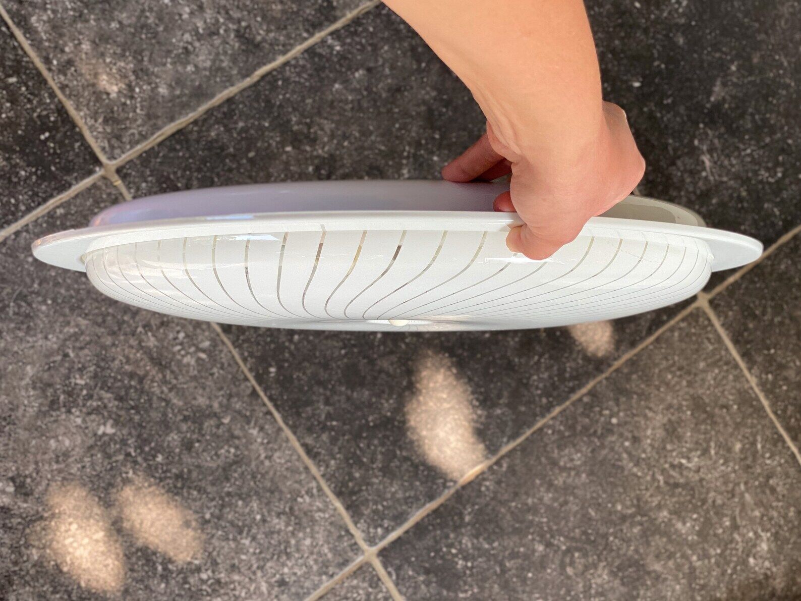 Vintage ceiling lamp with acrylic striped shade