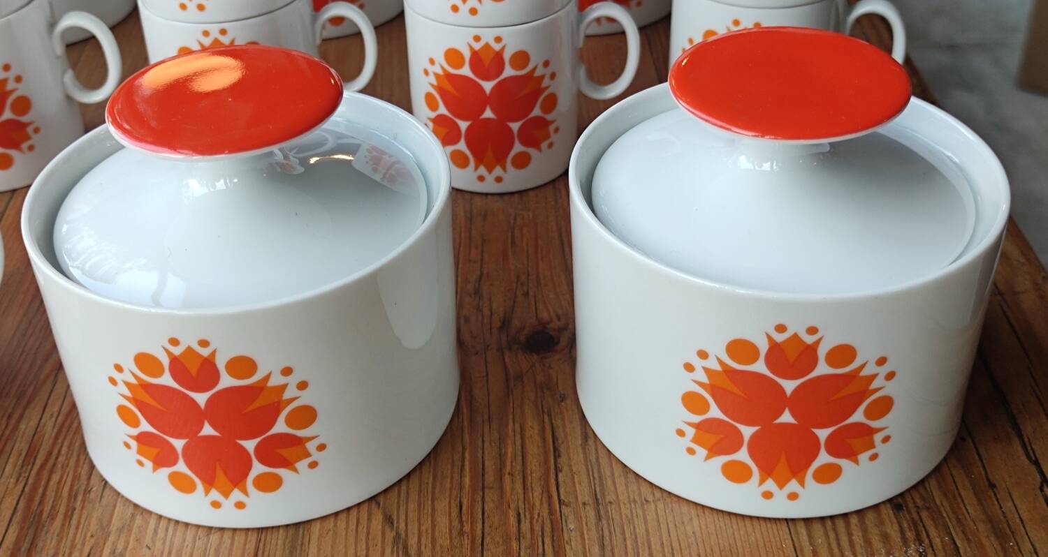 Old Tableware Service Seventies Orange Hans Théo Baumann For Thomas Germany