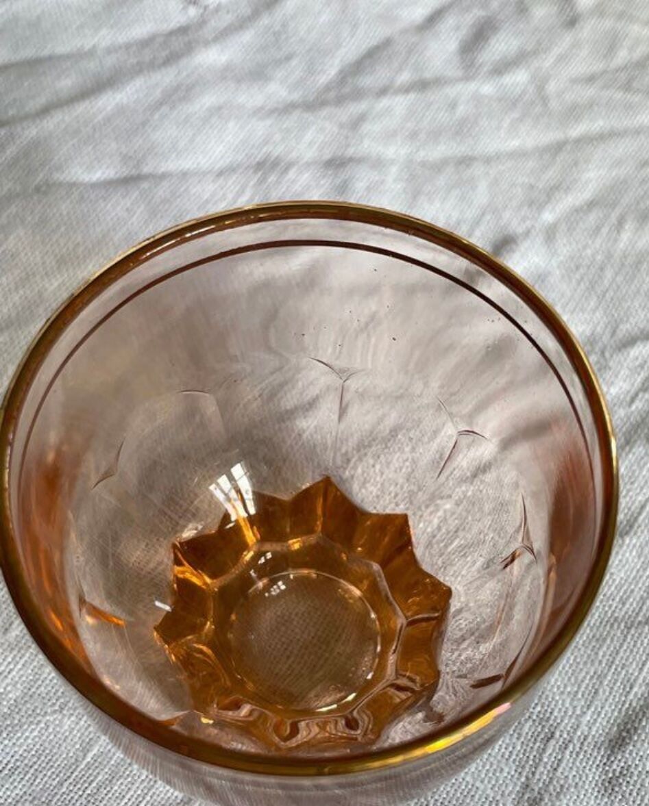 Vintage pink glass liqueur service