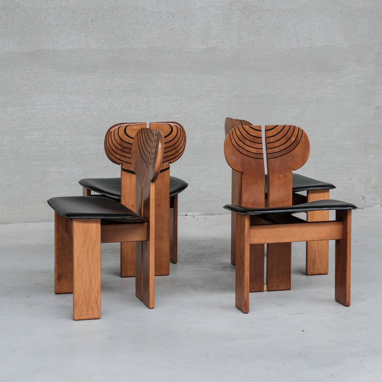 Set of Four 'Africa' Mid-Century Italian Dining Chairs by Scarpa