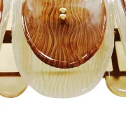 Midmodern Style Italian Brass Pendant Lamp, Brown And Beige Murano Glass