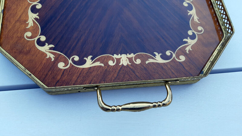 Branded platter and vintage brass