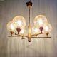 Brass chandelier with amber cracked glass globes, 1950s-60s