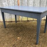 Reconstruction period oak table with 1 drawer painted blue.