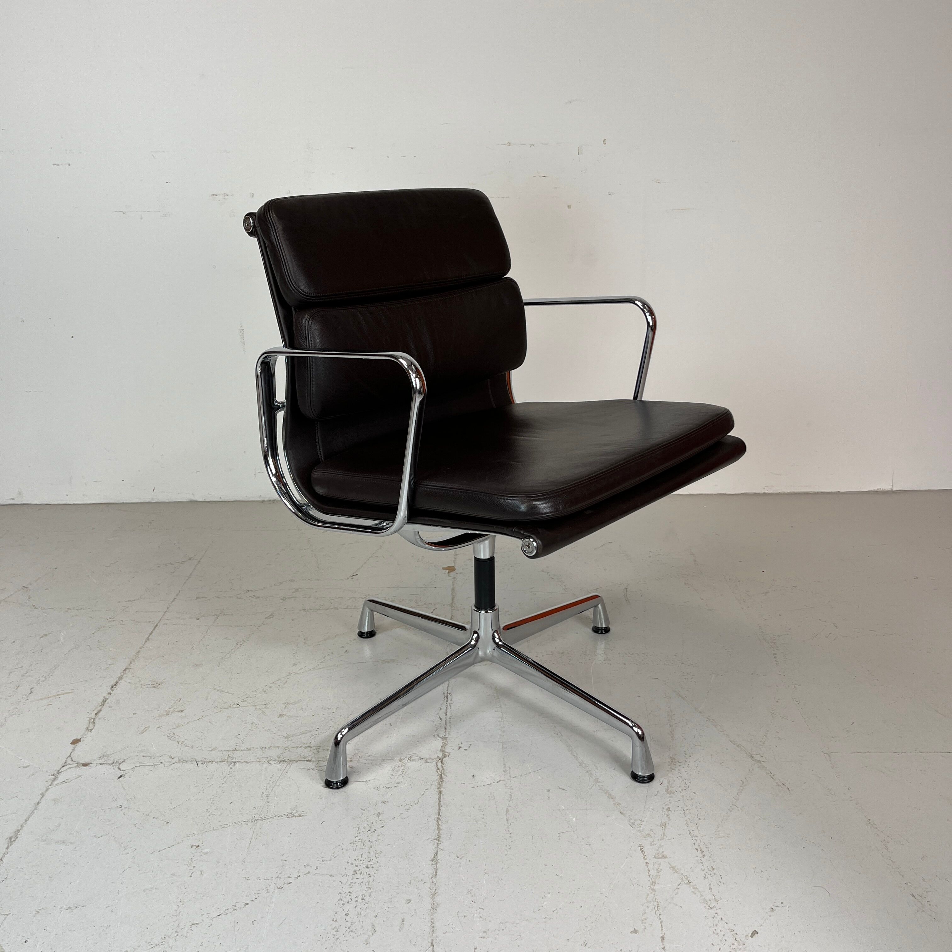 Eames Vitra for Herman Miller brown leather Soft Pad Group chair