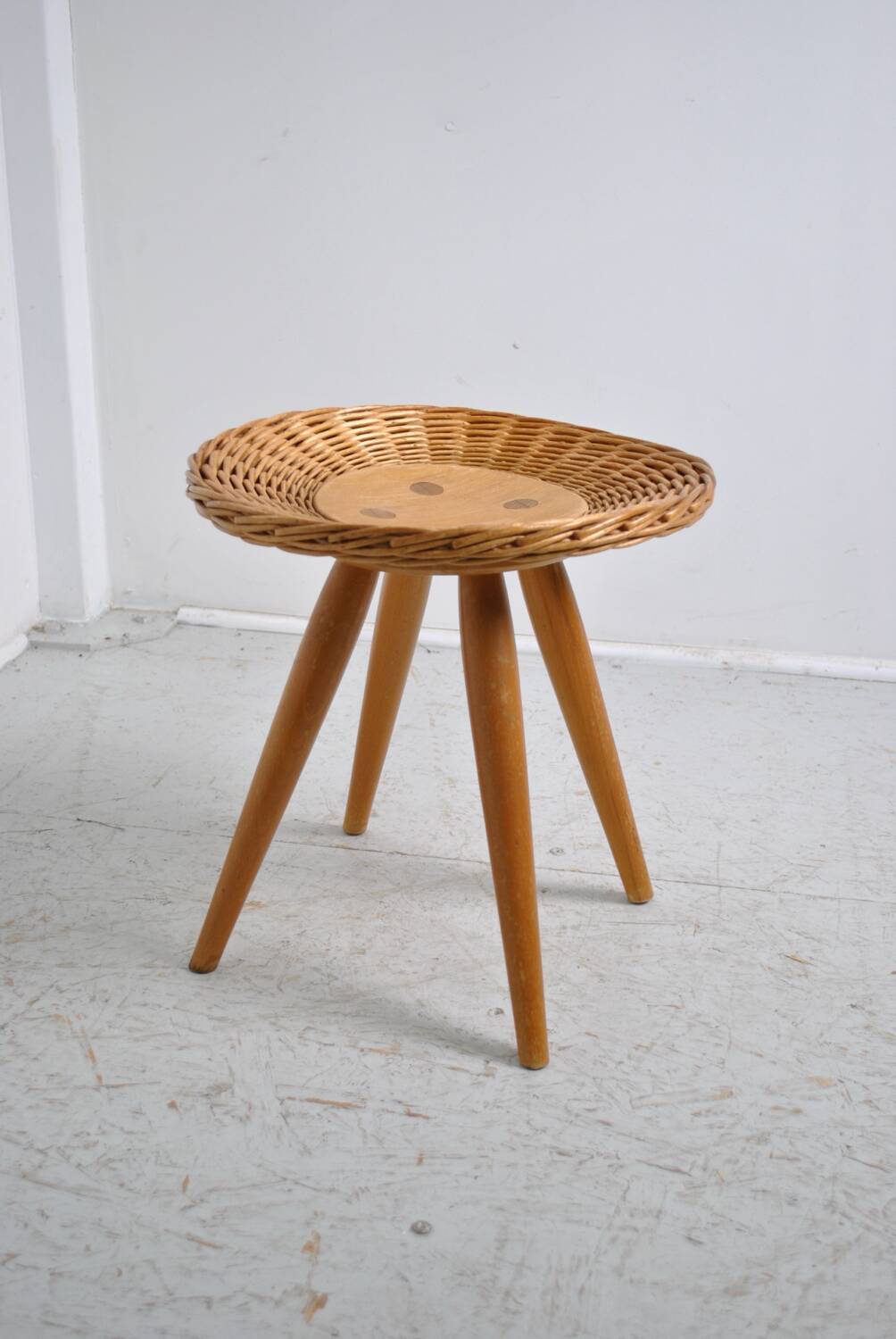 Rattan stool by Jan Kalous for Úluv 1960s