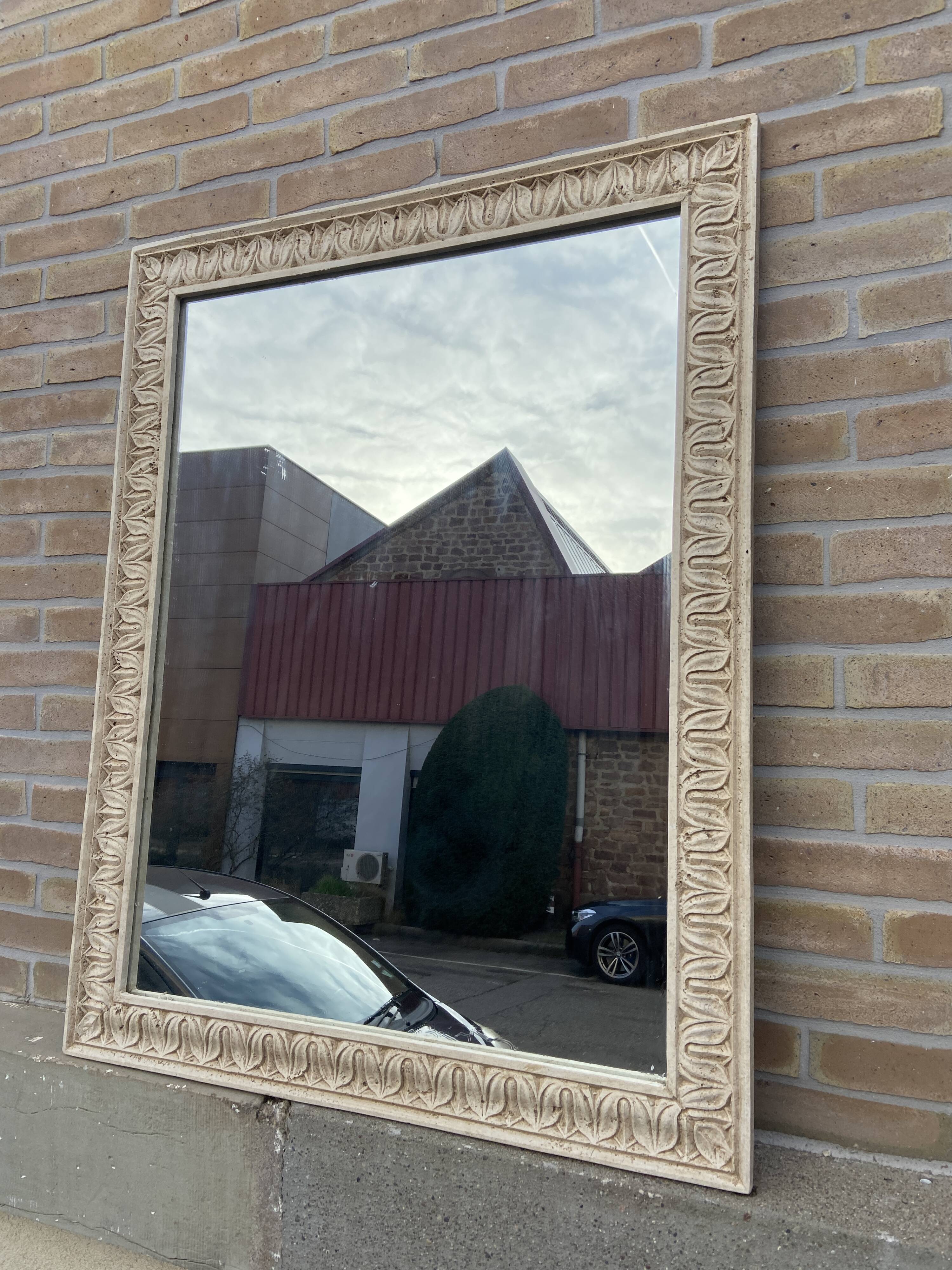 Mirror antique style in travertine from italy