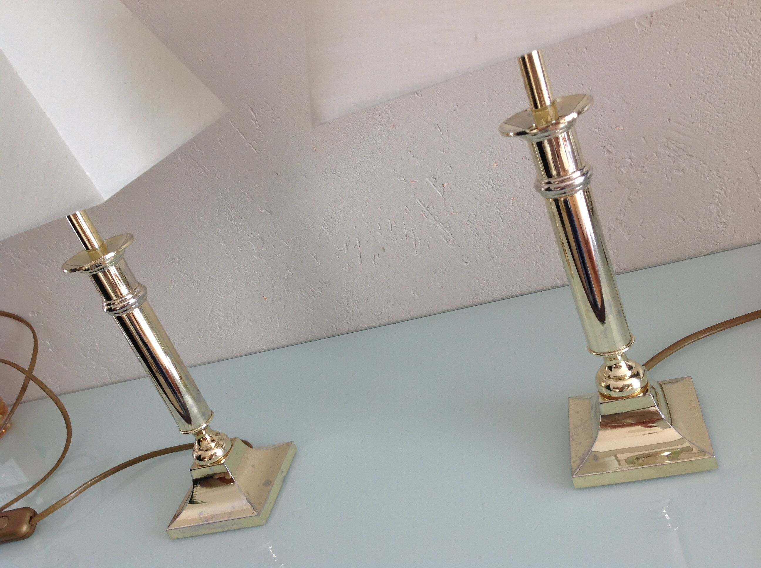Pair of brass lamps art deco style 60s-70s