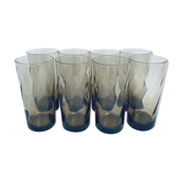 Lot of 8 Luminarc glasses in smoked glass