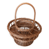 Panier osier pour verres et bouteilles vintage