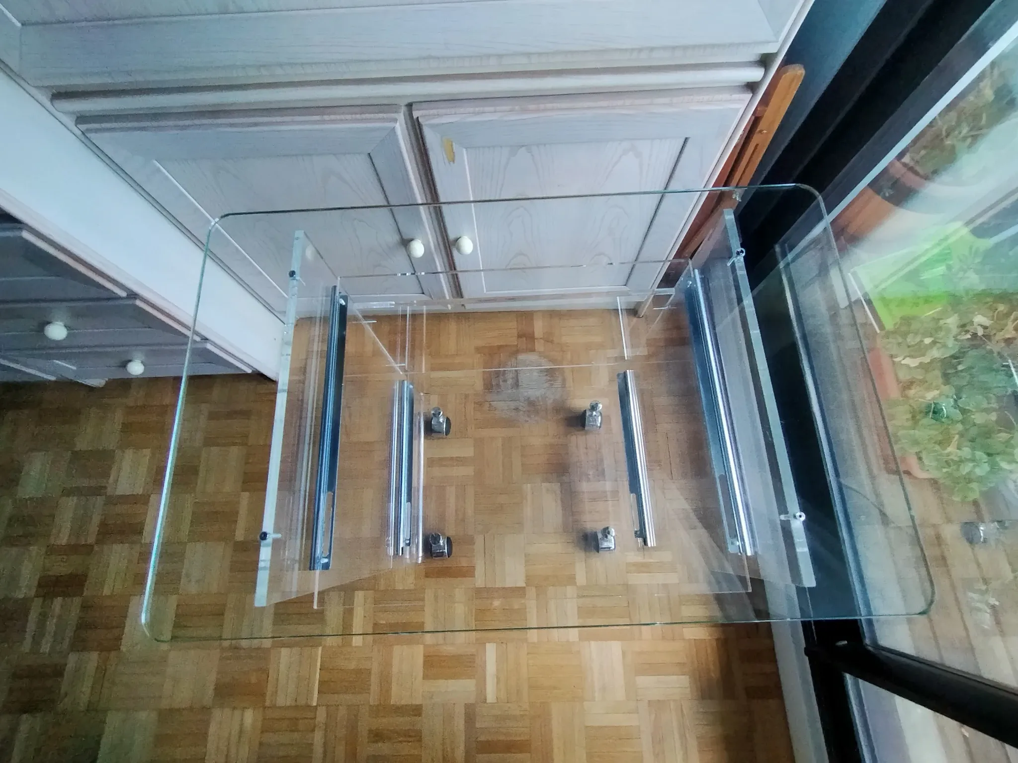 Plexiglass and glass side table
