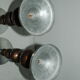 Pair of brutalist aluminum and copper candle holder