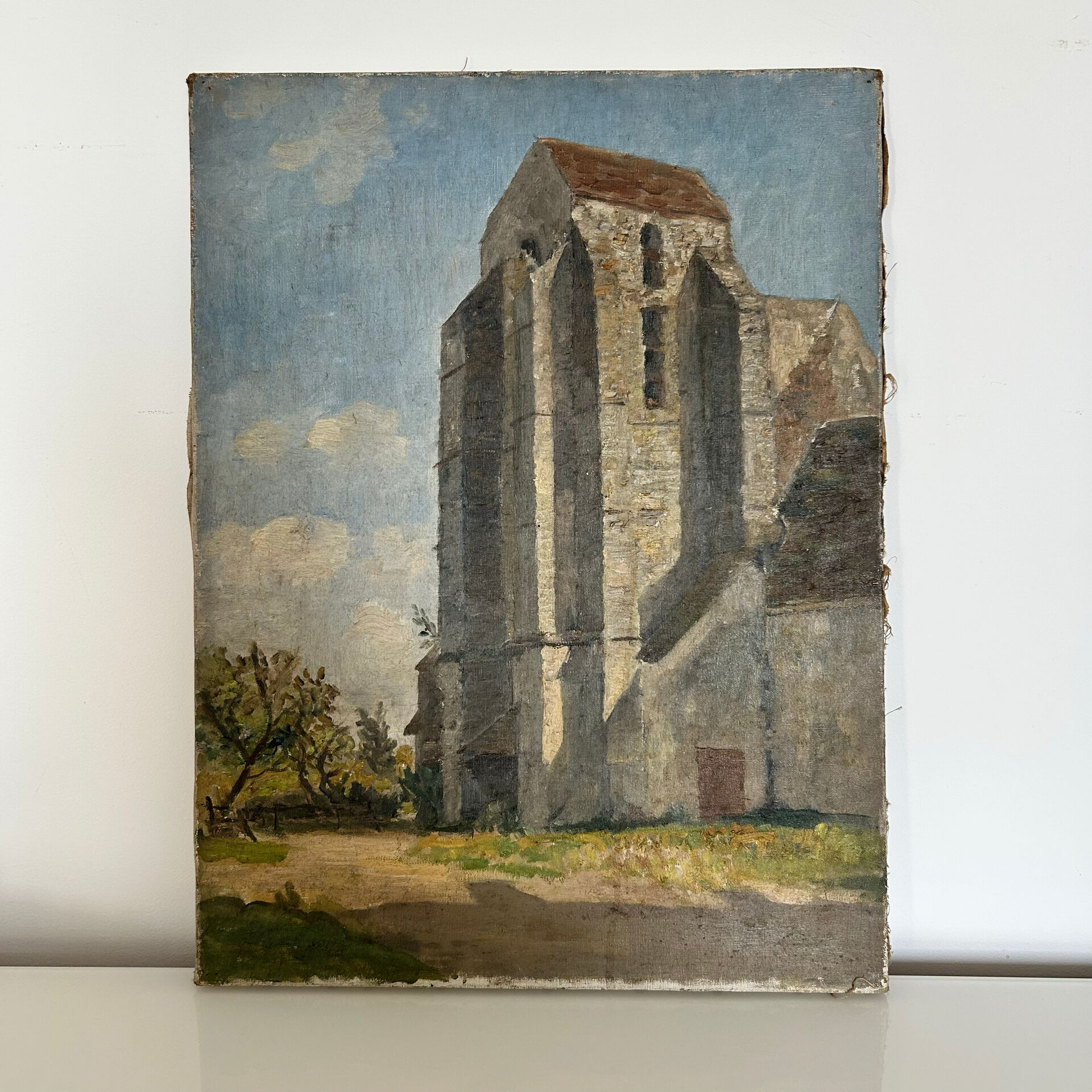 Old painting The country church