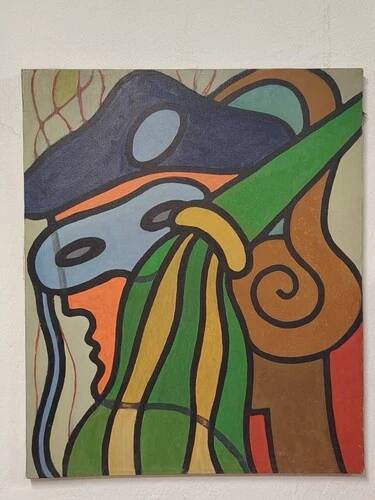 Oil painting on canvas "mask" franco prayer (1924) 50 x 60 cm