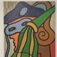 Oil painting on canvas "mask" franco prayer (1924) 50 x 60 cm