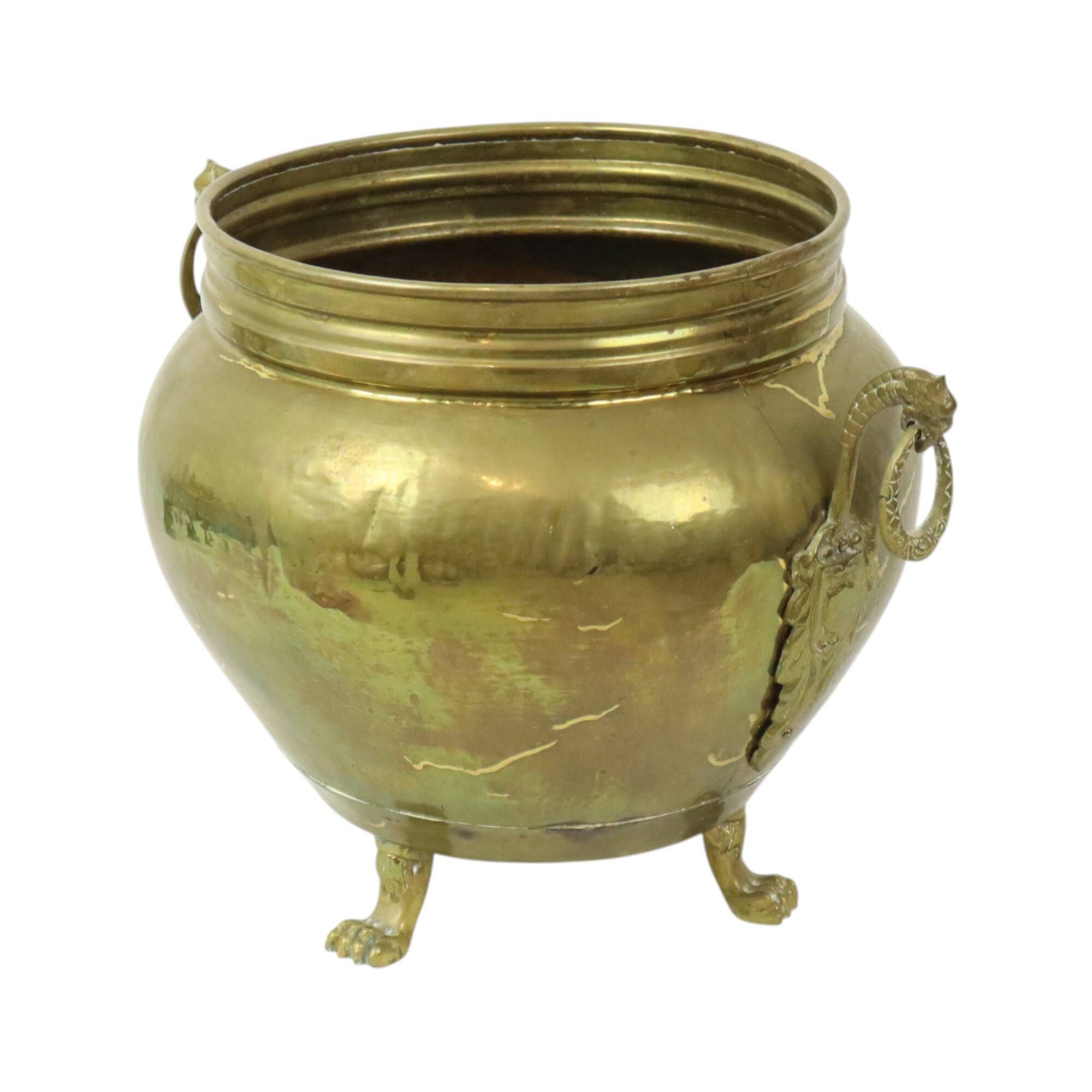 Antique French Jardinière Flower Pot Brass Early 20th Century