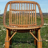 Set of 3 rattan armchairs from the 1960s, France.