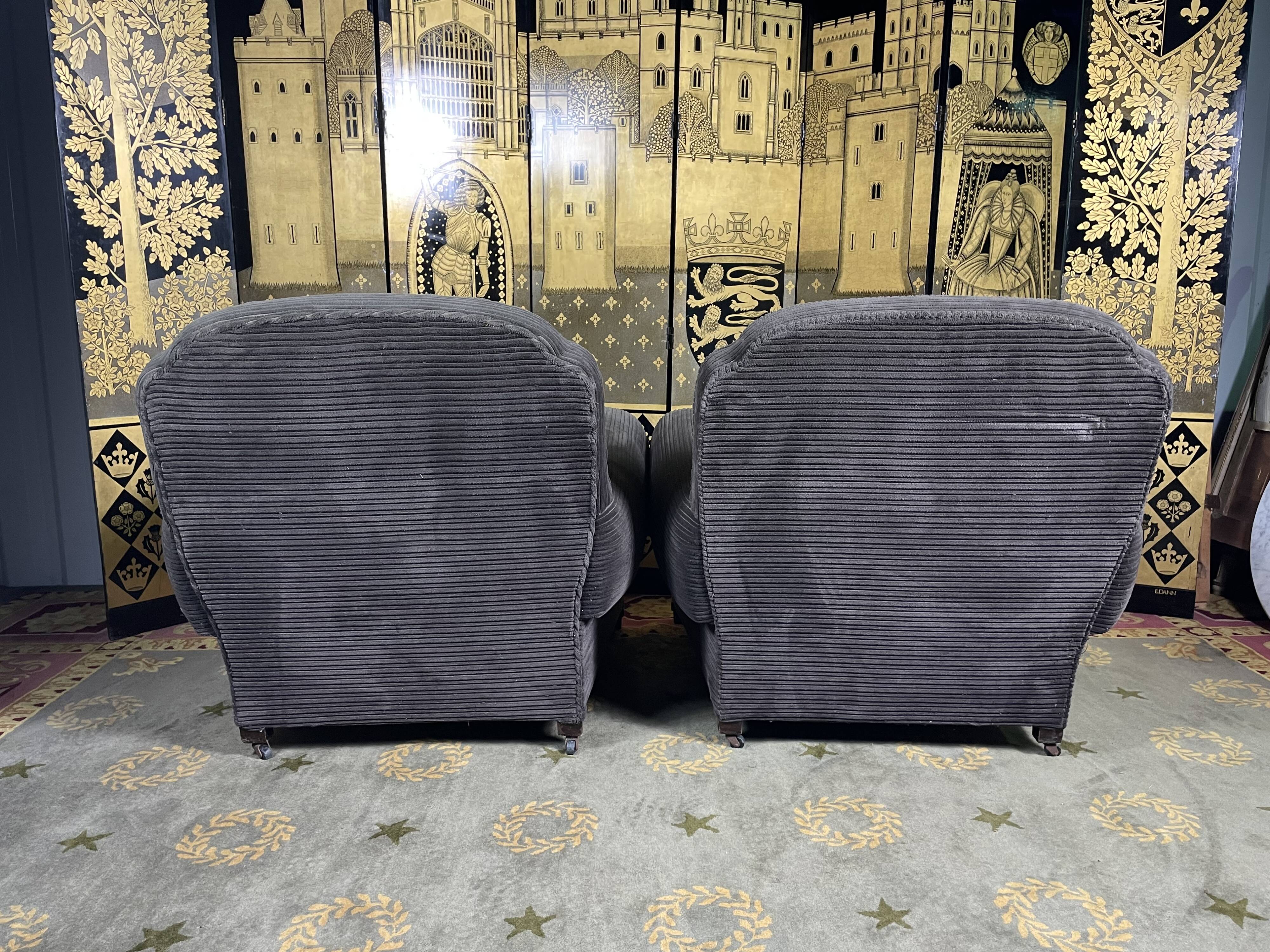 Pair of art deco period club armchairs