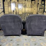 Pair of art deco period club armchairs