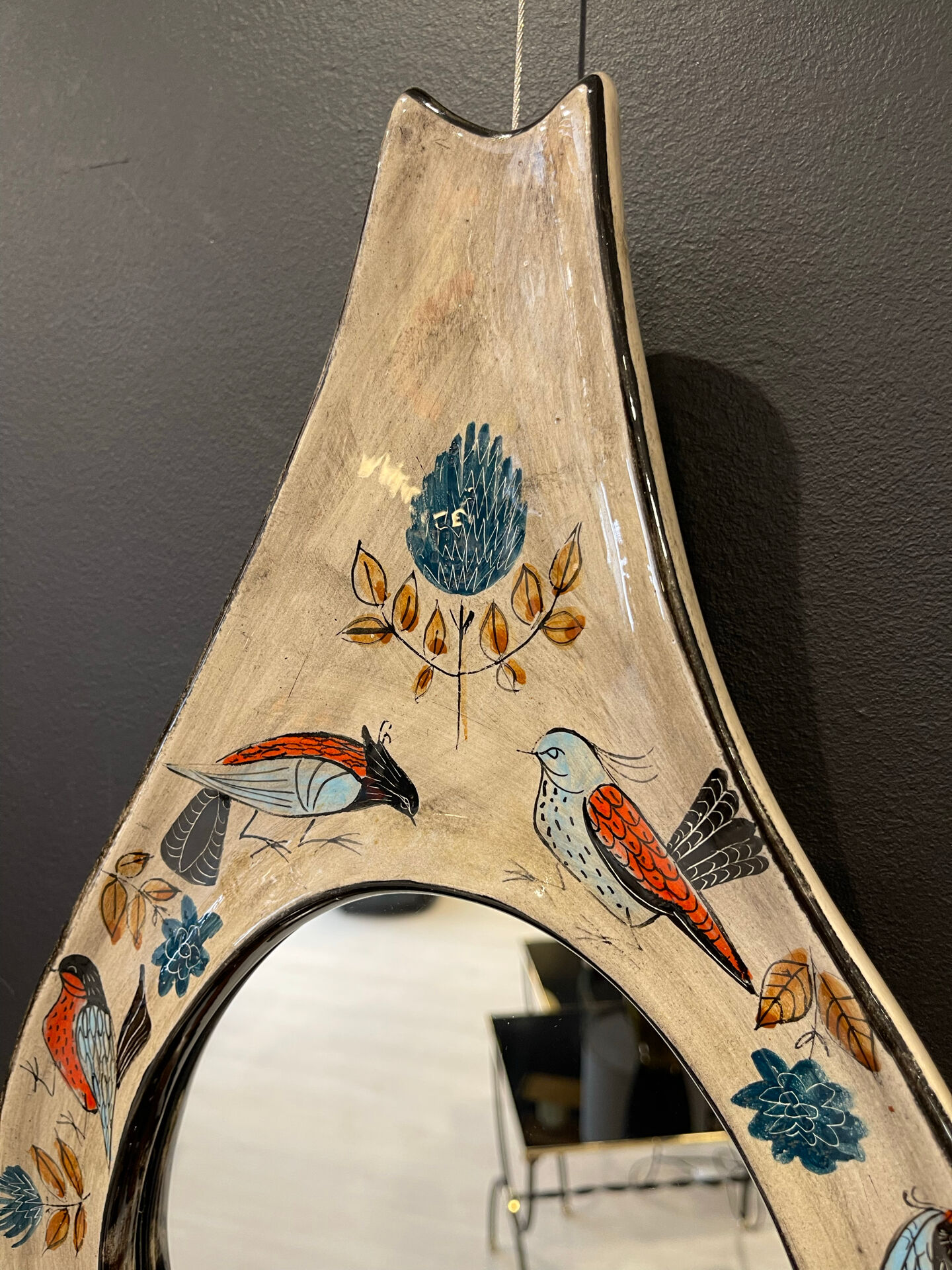 Ceramic mirror by Jean de Lespinasse 1960