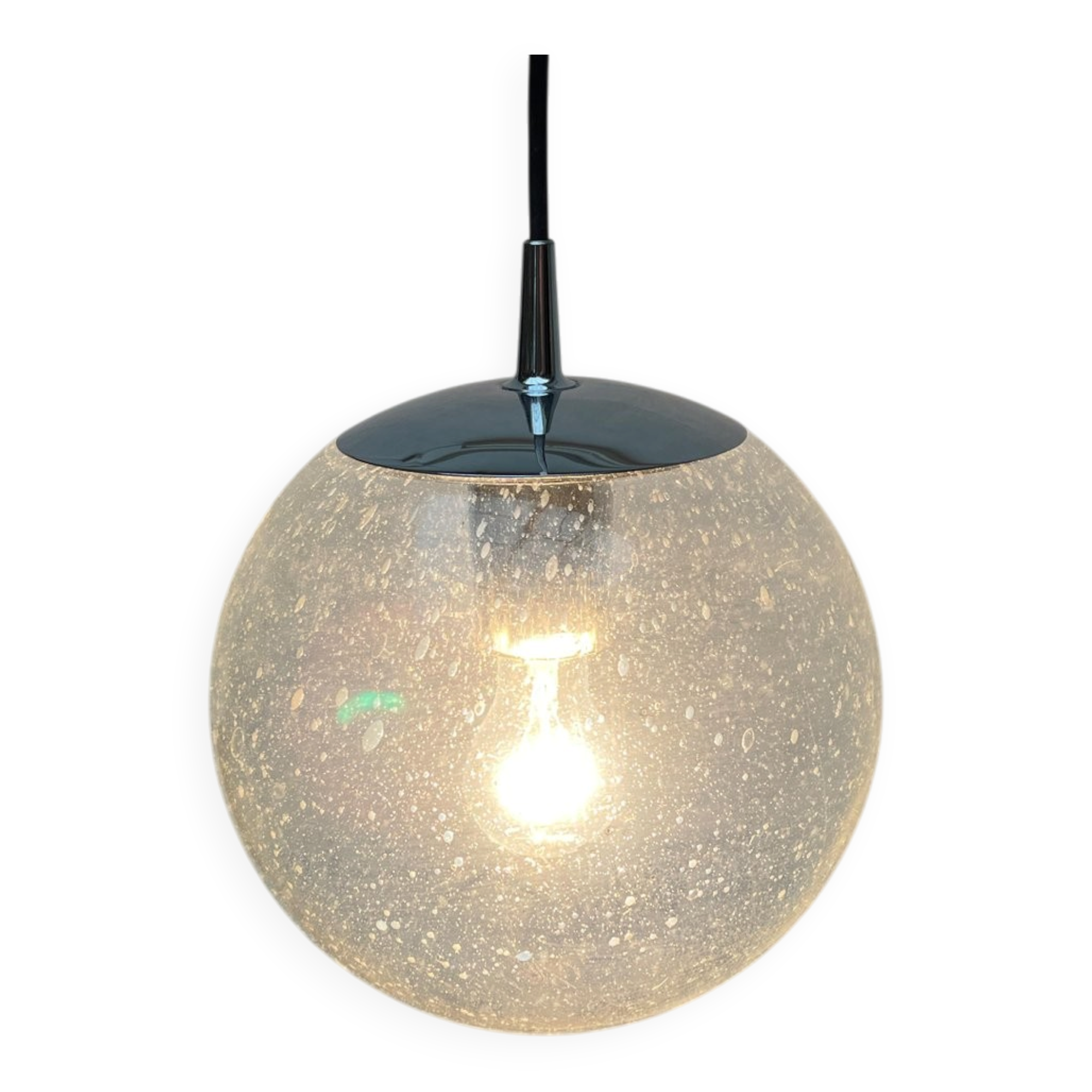 Vintage German glass pendant light Space Age Ah 105 by Peill & Putzler, 1970s.