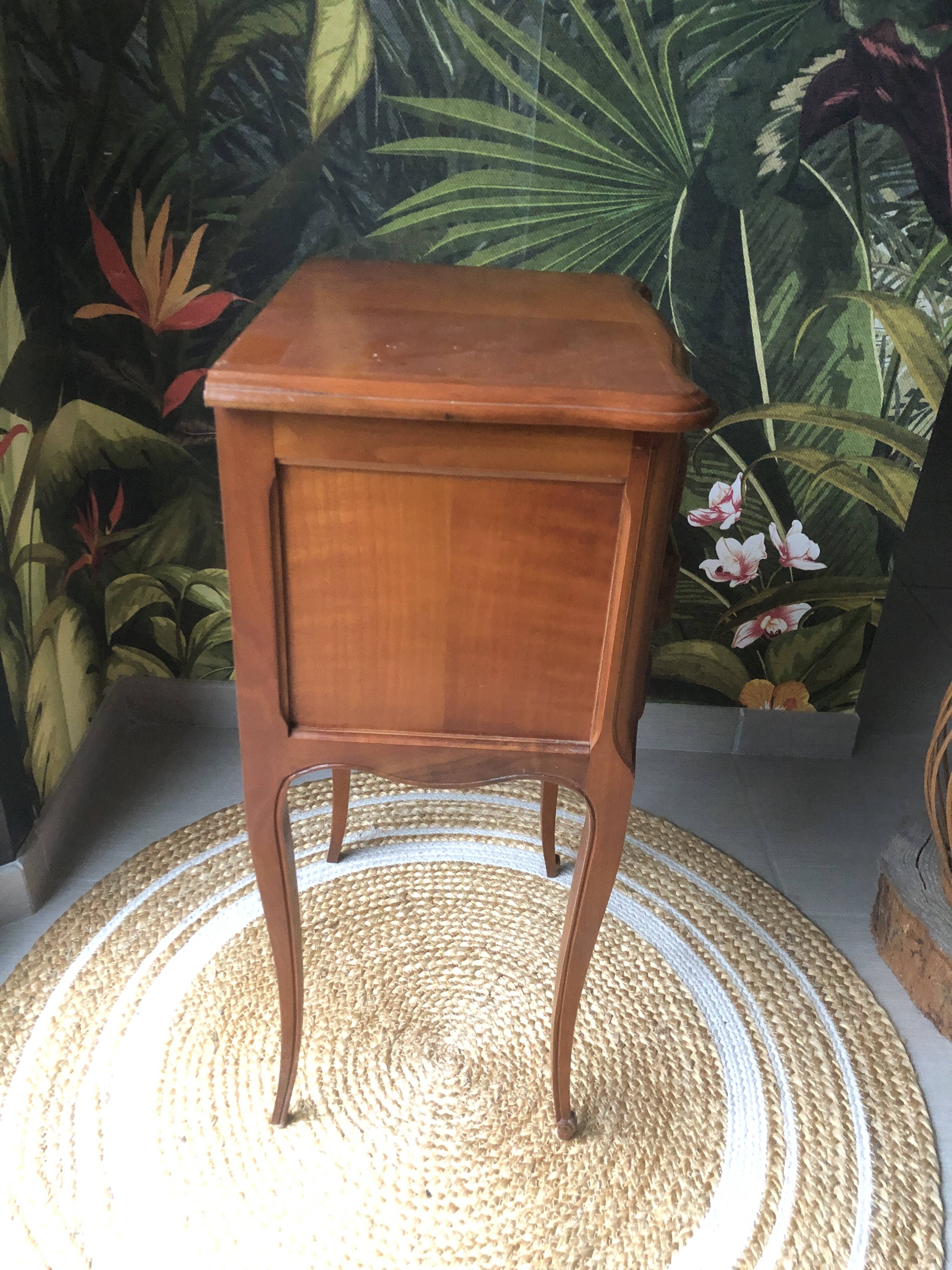 Louis XV style wooden bedside table with drawers