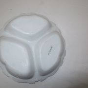 Numbered decorated porcelain quarter dish for hors d'oeuvre or other