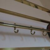 Mid-century brass and teak wall coat rack, 1960s