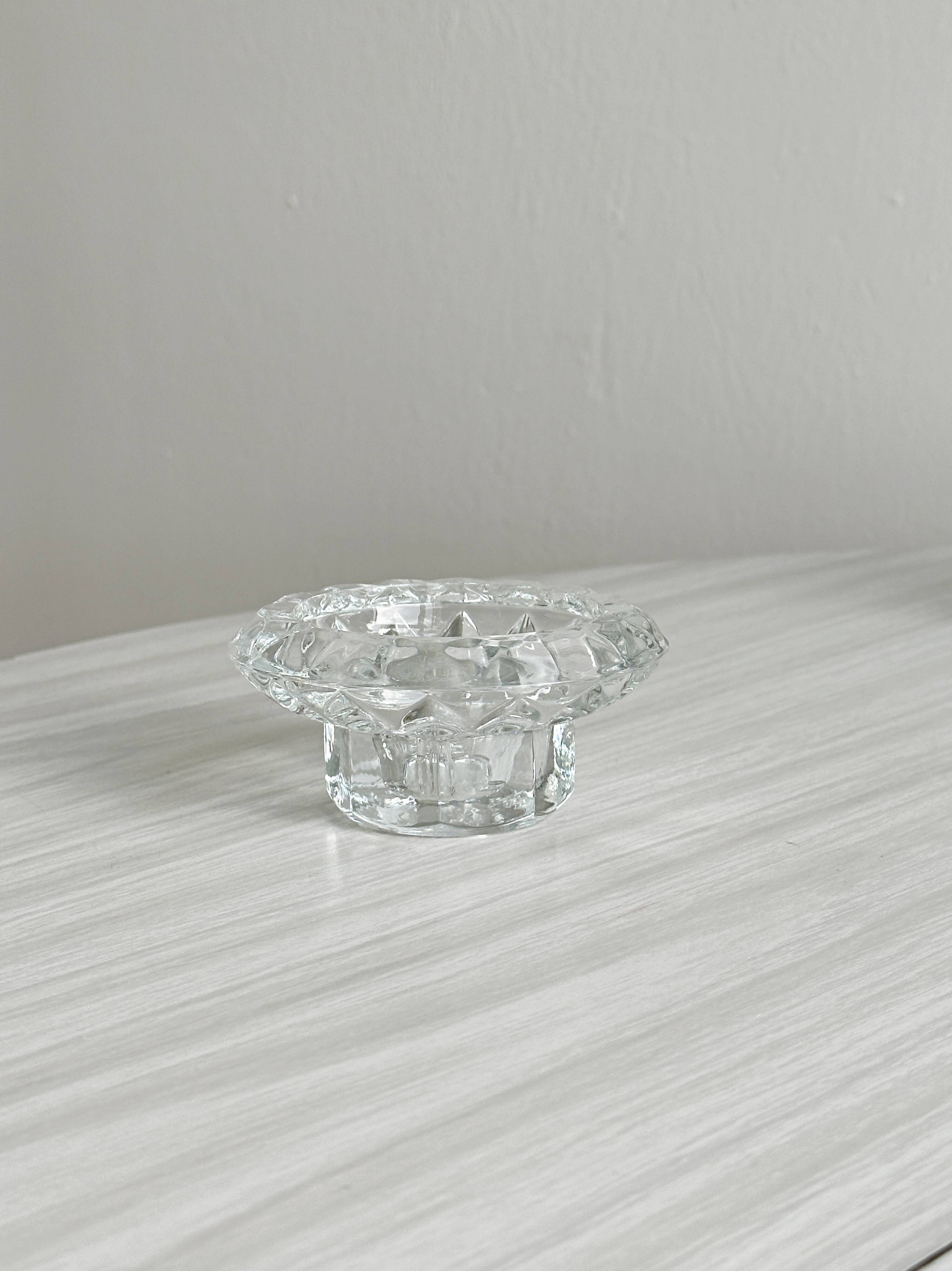 Set of 3 thick glass candle holders