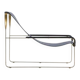Classic Contemporary Chaise Longue in Aged Brass and Navy Blue Leather