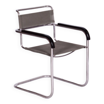 Restored Bauhaus Armchair, Marcel Breuer, Thonet, Chrome, Czechia, 1930s