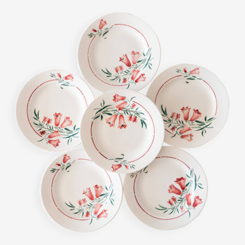 6 St Amandinoise plates “Peg” bellflower collection