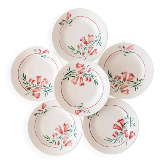 6 St Amandinoise plates “Peg” bellflower collection