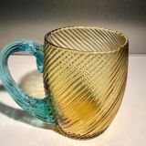 Two glass and crystal mugs, model of the Portieux crystal factory.