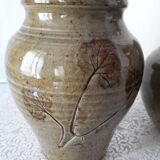 Carafe et pot en grès émaillé motifs herbier Le Rivet